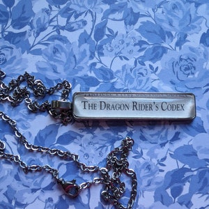 Dragon Riders Codex pendant necklace made from Iron Flame book pages