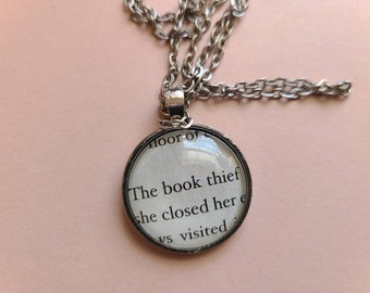 The Book Thief book page pendant necklace