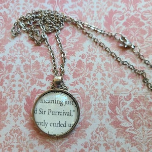 Sir Purrcival pendant necklace made from The Ex Hex book pages