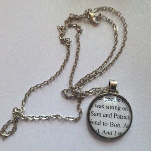 Sam and Patrick pendant necklace made with Perks of Being a Wallflower book pages