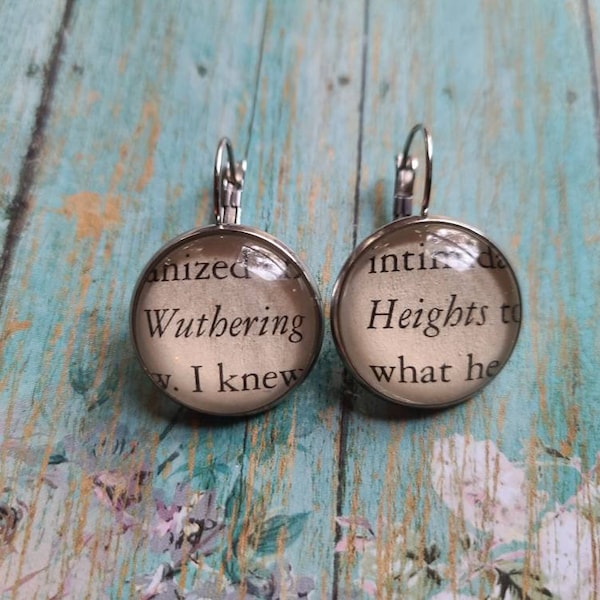 Wuthering Heights pendant earrings made with book pages