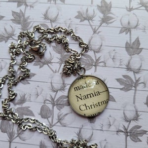 Narnia 20mm pendant necklace made with Chronicles of Naria book pages