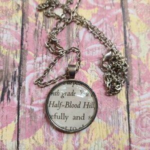 Half Blood Hill pendant necklace made with Percy Jackson book pages