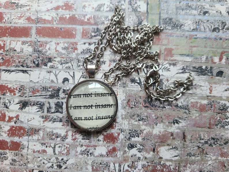 I'm Not Insane pendant necklace made from Shatter Me book pages image 1