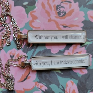 With You Without You pendant necklace set made with Haunting Adeline book pages