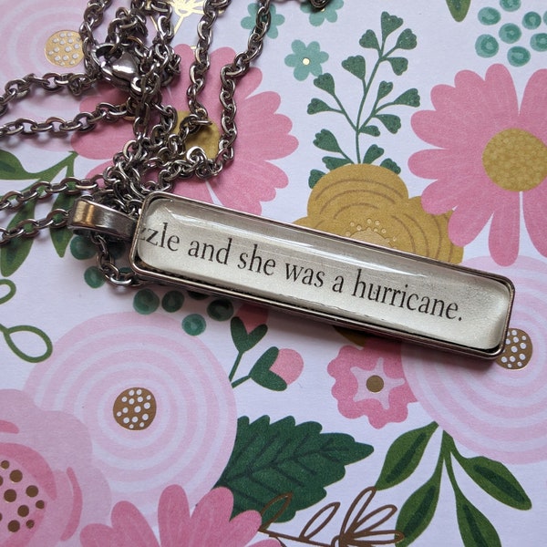 She Was a Hurricane pendant necklace made with Looking for Alaska book pages