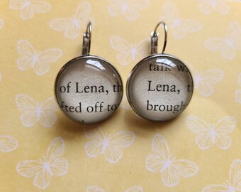 Lena Duchannes pendant earrings made with Beautiful Creatures book pages