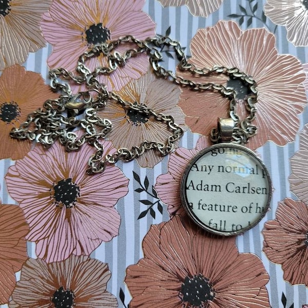 Adam Carlsen pendant necklace made with from The Love Hypothesis book pages