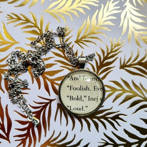 Describing Nina Pendant Necklace Made With Six of Crows Book Pages