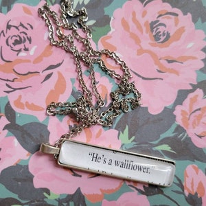 He&#39;s a Wallflower pendant necklace made with Perks of Being a Wallflower book pages