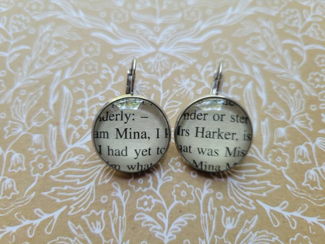 Mina Harker Pendant Earrings Made With Dracula Book Pages - Etsy