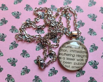 Wuthering Heights book page pendant necklace