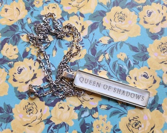 Queen of Shadows pendant necklace made with Throne of Glass book pages