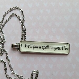 Put a Spell on You pendant necklace made with Girl in White book pages