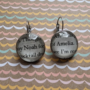 Noah and Amelia pendant earrings made from When in Rome book pages