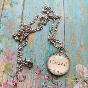 Caraval 20mm book page pendant necklace