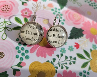 Diana Bishop pendant earrings made from A Discovery of Witches book pages