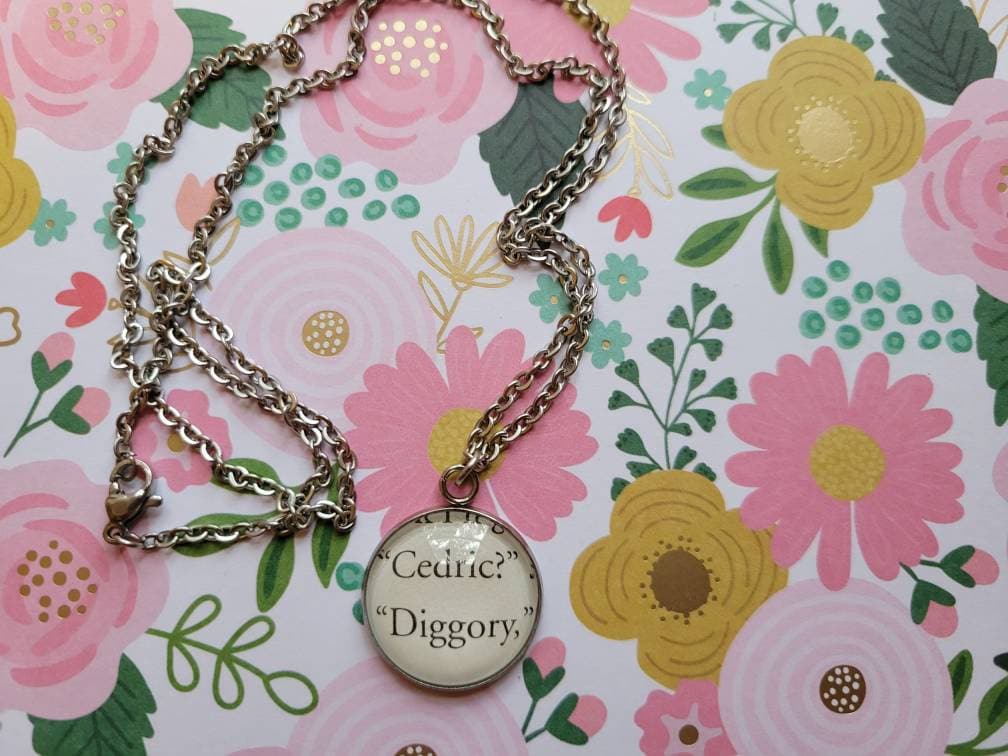Cedric Diggory 20mm pendant necklace made with Harry Potter book pages