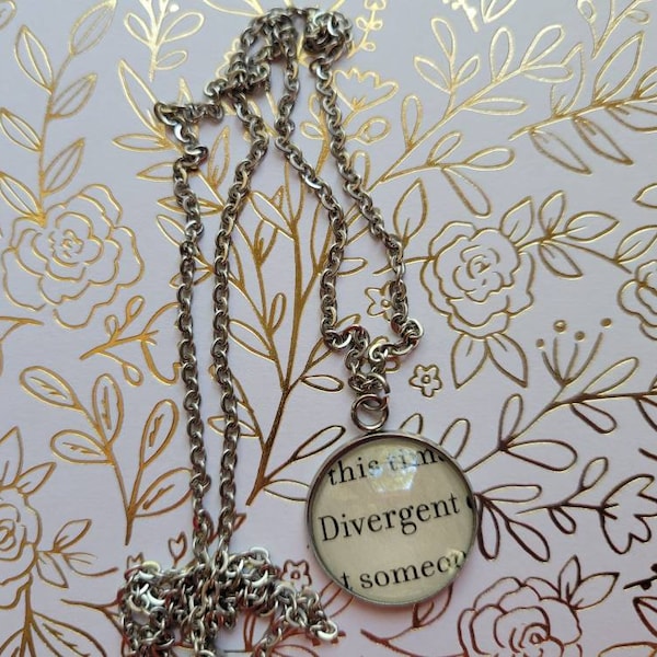 20mm pendant necklace made with Divergent book pages