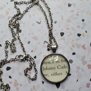 Johnny Cade pendant necklace made with The Outsiders book pages