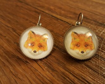 Geometric Fox pendant earrings