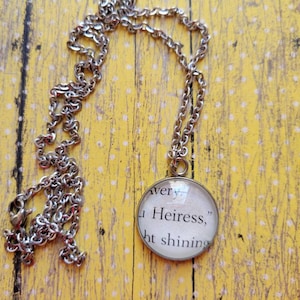 Heiress 20mm pendant necklace made with Inheritance Games book pages