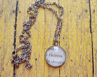 Heiress 20mm pendant necklace made with Inheritance Games book pages