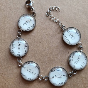 Duarte Family pendant bracelet made with The Cruel Prince book pages