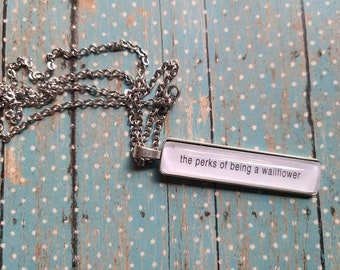 Perks of Being a Wallflower pendant necklace made with book pages