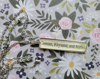 Bat Boys pendant necklace made from Court of Thorns and Roses book pages