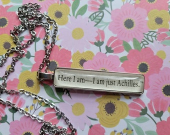 Just Achilles pendant necklace made from Song of Achilles book pages