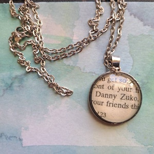 Danny Zuko pendant necklace made with Grease book pages