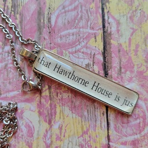 Hawthorne House pendant necklace made with The Inheritance Games book pages