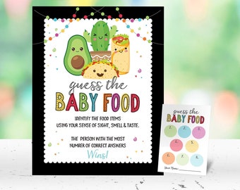 Raad het babyvoedsel Fiesta Babyshowerspel Fiesta Babyshower Feestspel, Taco Bout A Babyversieringen