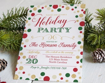 Holiday Party Invitation, Holiday Party Invite, Holiday Party Printable, DIY Edit Templett Printable