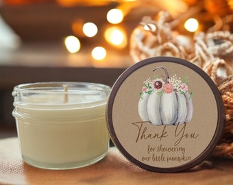 Świece na baby shower Little Pumpkin, personalizowane 4-uncjowe świece sojowe, spersonalizowane upominki