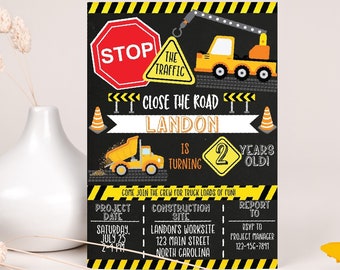 Construction Invitation, Construction Birthday Invite, Dump Truck Party, Instant Download Editable Template