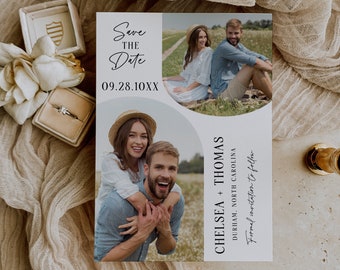 Minimalist Save the Date Template, Photo Save the Date Invite, Simple Save the Date, Boho Save the Date Cards, Editable Template