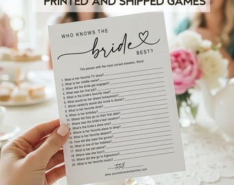 50 Printed Who Knows the Bride Best Bridal Shower Game, Wedding Shower Game, Fun Bride Trivia Card