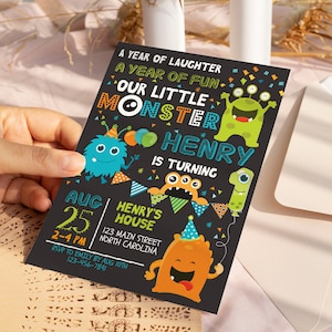 Monster First Birthday Invitation Template
