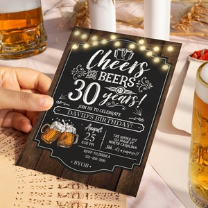 Cheers and Beers Birthday Invitation, Adult