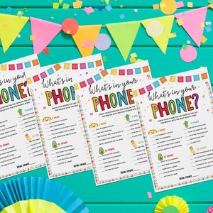 What&#39;s In Your Phone Taco Fiesta Baby Shower Game
