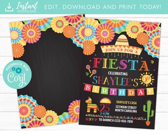 Fiesta Birthday Invitation • Mexican Party Invite • Cinco de Mayo Printable Invitations