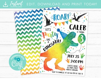 Dinosaur Invitation Etsy
