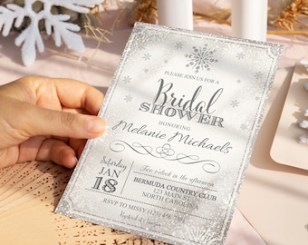 Winter Snowflake Bridal Shower Invitation - Printable Wonderland Bridal Invite - Christmas Bridal Shower