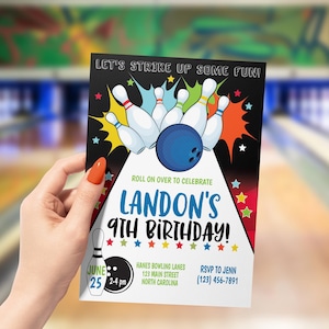 Bowling Birthday Party Invitation