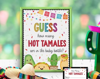 Guess How Many Hot Tamales Fiesta Baby Shower Party Game, Taco Bout A Baby Decorations