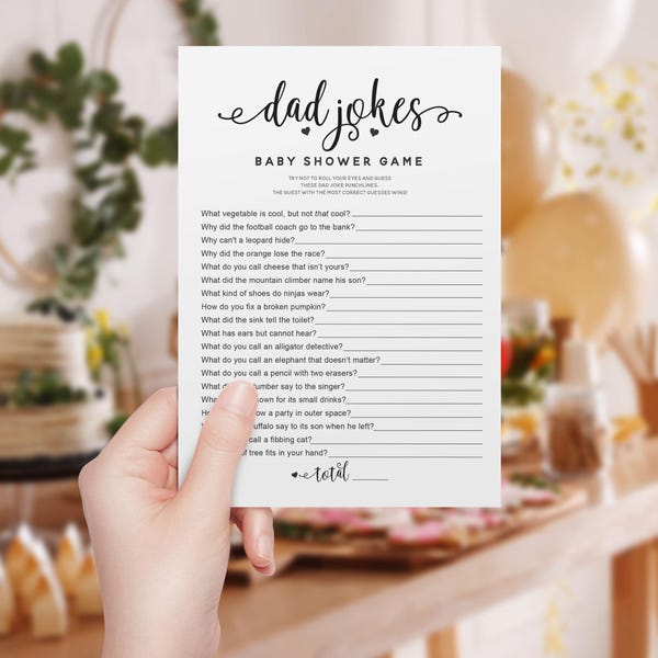 50 Printed Baby Shower Games - Dad Jokes Game - 50 Cards Shipped To You