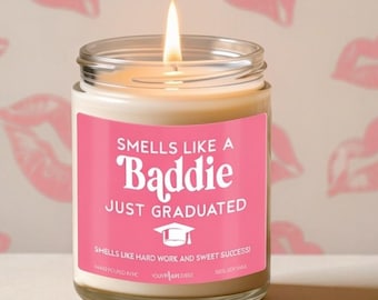 Graduation Candle Gift Funny Smells Like A Baddie Graduated Class of 2026 Grad Gift Soy Candle College High School Gift