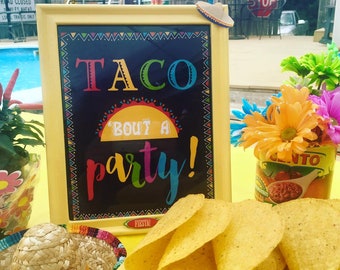 Fiesta Taco Party Sign, Fiesta Party Decorations, Mexican Party Sign, Taco Bout A Party